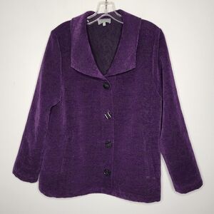 Habitat Clothes to Live In Textured Button Front Jacket Small Purple Lagenlook
